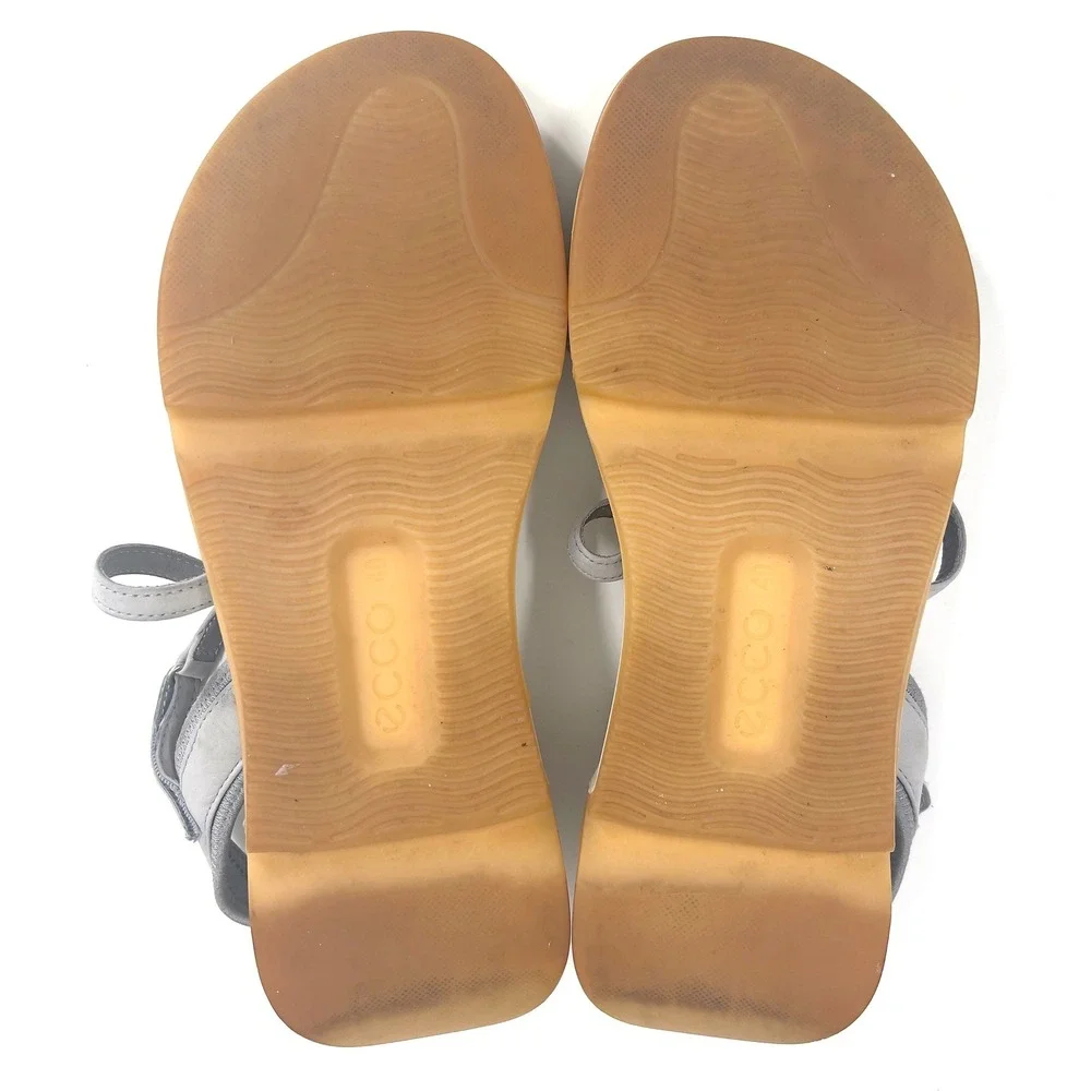 ECCO Chunky Women's Grey Leather Platform‎ Sandals Size EU 40 US 9.5